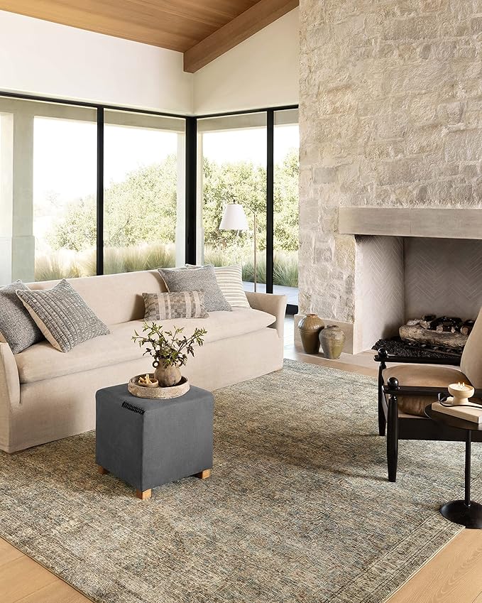 Loloi Amber Lewis Morgan Collection MOG-04 Sea/Sage 5'-0" x 7'-0" 38" Thick Area Rug feat. CloudPile, Neutral, Room Décor, Vintage Inspired, Livingroom, Bedroom, Dining Area