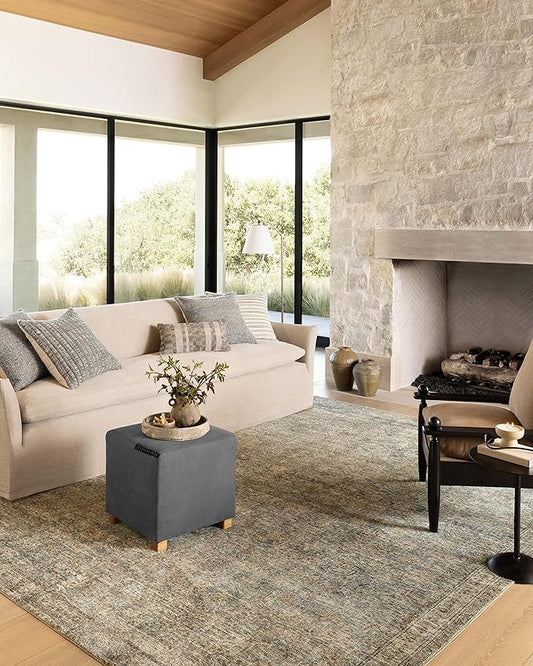Loloi Amber Lewis Morgan Collection MOG-04 Sea/Sage 5'-0" x 7'-0" 38" Thick Area Rug feat. CloudPile, Neutral, Room Décor, Vintage Inspired, Livingroom, Bedroom, Dining Area