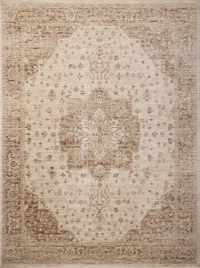 Loloi Magnolia Home by Joanna Gaines Junie Collection JUE-04 Natural/Clay 3'-11" x 5'-7", .38" Pile Height, Accent Rug
