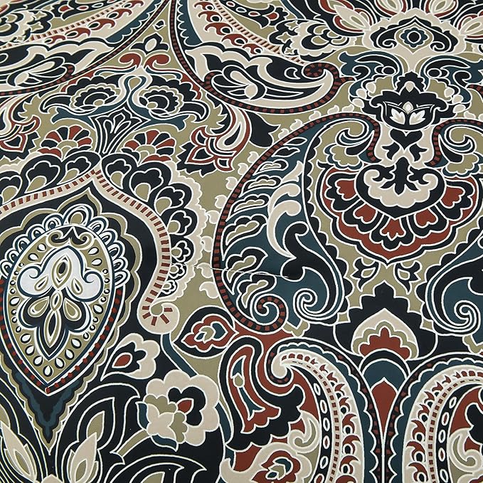 Boho Comforter Set Queen, 7 Pieces Bed in A Bag Comforter Boho Paisley Pattern Bedding Set Soft Microfiber Queen Size (1 Blue Comforter, 1 Flat Sheet, 1 Fitted Sheet, 2 Pillow shams, 2 Pillowcases)
