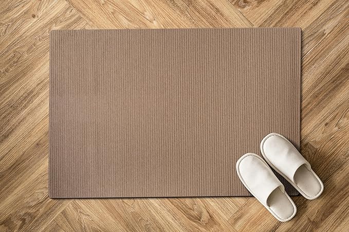 Non Slip Beige Solid Rubber Back Thing Door Mat for Entryway 2x3 for Kitchen, Rug for Bathroom, Stain Resistant Easy Cleaning Non Shedding Carpet Beige 2 x 3
