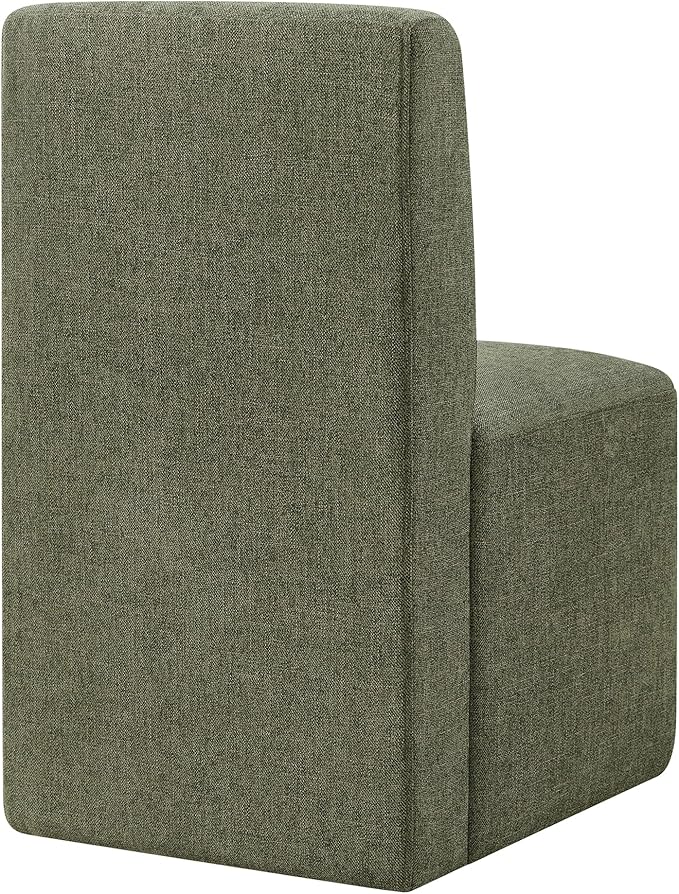 CHITA Dining Chairs with Casters Set of 4, FSC Certified Upholstered Armless Modern Rolling Dining Chairs with Rollers for Bedroom Reading Room Living Room, Moss Green