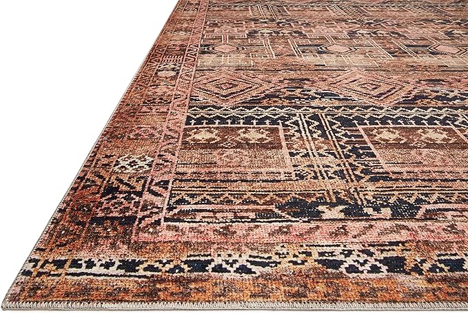 Loloi Layla Collection LAY-14 Mocha/Blush 3'-6" x 5'-6" .13" Thick Accent Rug, Soft, Durable, Vintage Inspired, Distressed, Low Pile, Non-Shedding, Easy Clean, Printed, Living Room Rug