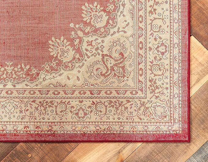 Unique Loom Reza Collection Traditional Persian Style Area Rug, Rectangular 7' 1" x 10' 0", Burgundy/Ivory