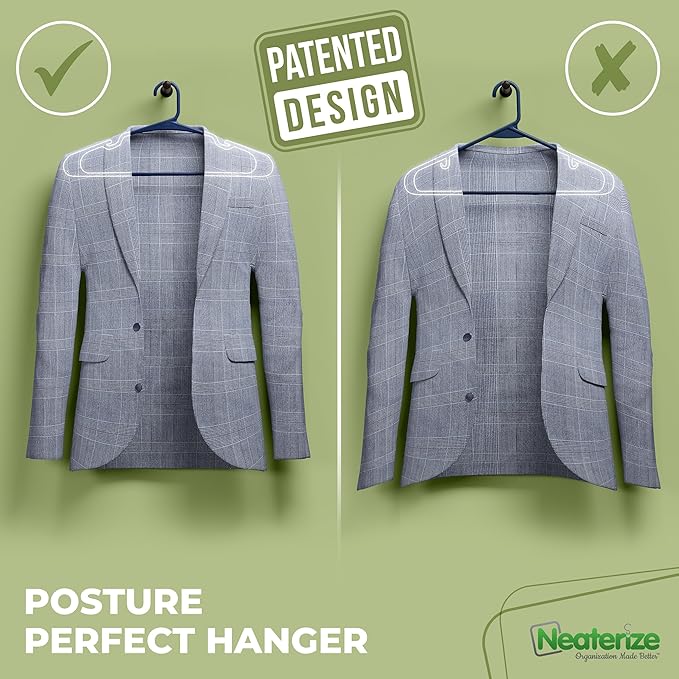 NEATERIZE Clothes Hangers 50 Pack Navy - Plastic Hangers - Ganchos Colgar Ropa
