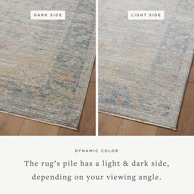 Loloi Magnolia Home by Joanna Gaines Millie Collection MIE-04 Slate/Multi 9'-6" x 9'-6", .25" Pile Height, Round Area Rug