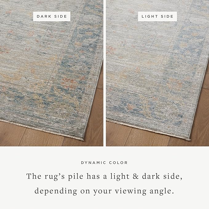 Loloi Magnolia Home by Joanna Gaines Millie Collection MIE-04 Slate/Multi 2'-7" x 14', .25" Pile Height, Runner Rug