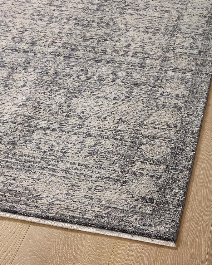 Loloi Amber Lewis Alie Collection ALE-03 Charcoal/Dove 5'-3'' x 5'-3'', .13'' Pile Height, Round Area Rug