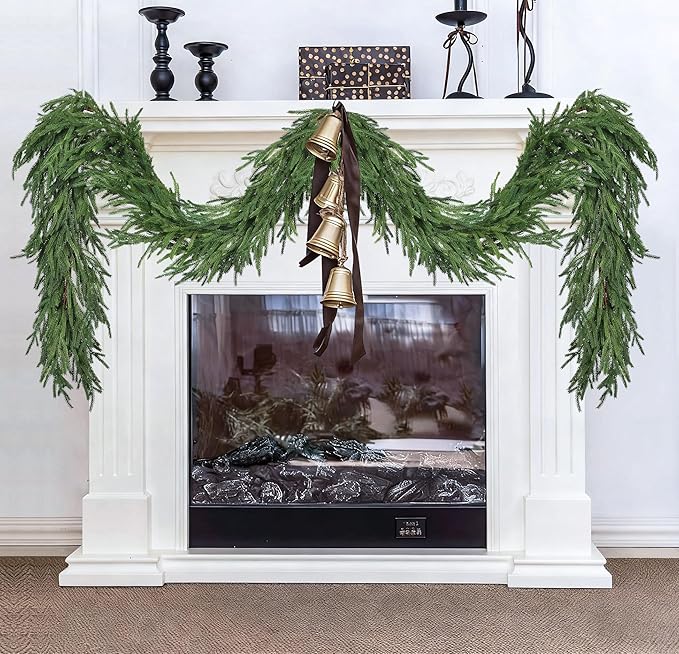 DearHouse Norfolk Pine Garland, 6 Ft Artificial Greenery Christmas Decoration for Holiday Season, Mantel Fireplace Table Runner Centerpiece (Dark Green, 6FT)