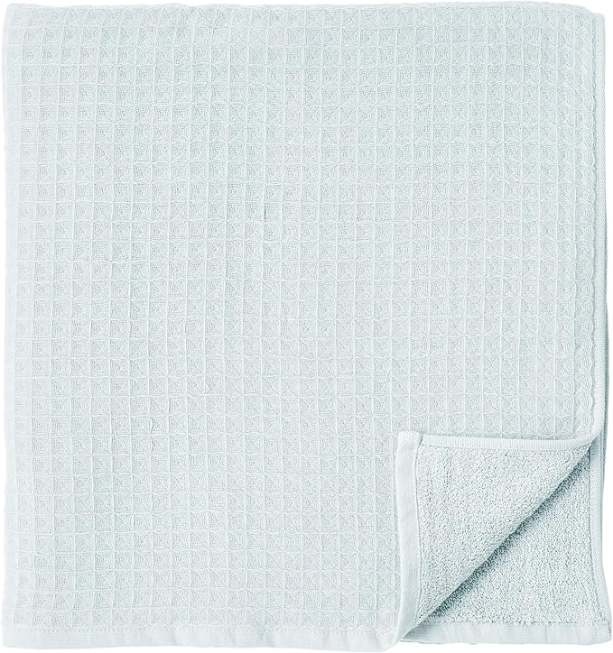 UCHINO Waffle Twist Cotton Weave Bath Towel for Bathroom Lightweight Absorbent Quick Dry Honeycomb Texture Solid Terry Loop Reverse 30" x 60", 1 Bath Towel, White
