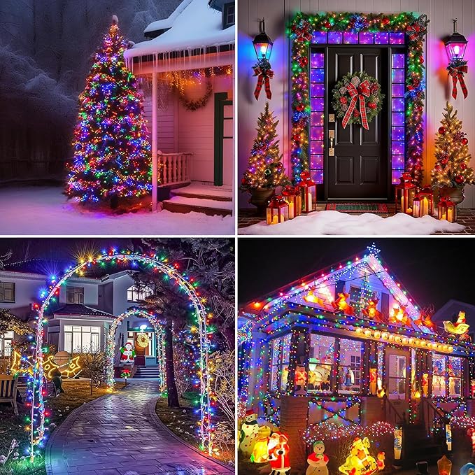 Christmas Cluster Lights Plug-in -52FT 800 LED Firecrackers String Lights,8 Modes Timer Waterproof Twinkle Fairy Lights for Christmas Tree Garland Party(Multicolor)