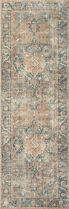 Loloi Margot Collection MAT-02 Terracotta/Lagoon 2'-3" x 3'-9" Accent Rug feat. CloudPile, No-Shed Easy Clean Large Patterned Area Rug for Living Room, Bedroom, Dining Area