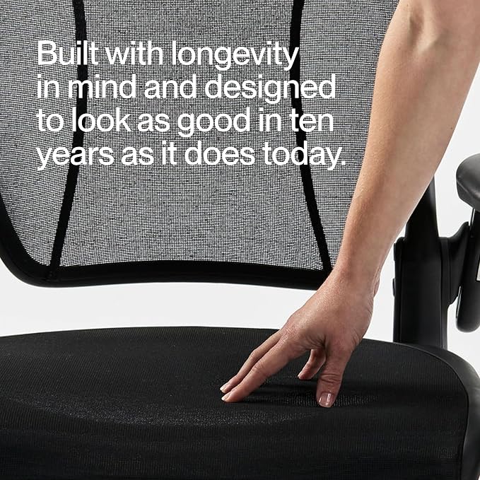 Humanscale World LM Black Catena Mesh Ergonomic Office Chair for Desk with Black Mesh Seat, Adjustable Simple Desk Chair, Black Frame
