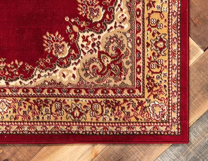 Unique Loom Reza Collection Traditional Persian Style Area Rug, 5 x 8 ft, Burgundy/Ivory