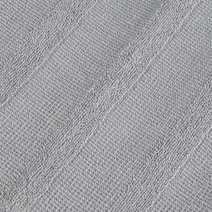 Superior Roma Cotton 12 Piece Assorted Towel Set, Highly Absorbent, Ribbed, Quick-Dry, Shower, Spa Basics, Home Essentials, Solid, Includes; 2 Bath Towels, 5 Hand Towels, 5 Face Towels, Silver