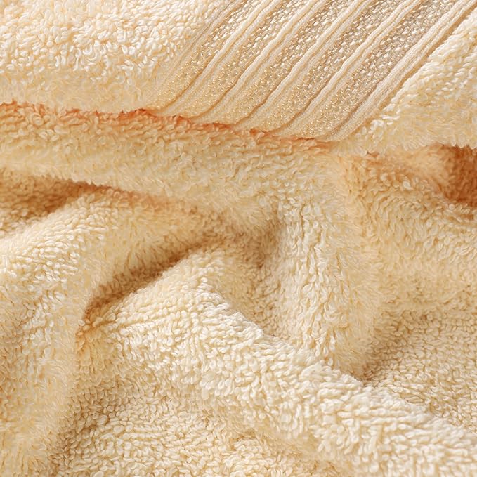 Superior Egyptian Cotton 4-Piece Bath Towel Set for Shower, Bath, Spa, Resort, Hotel, Soft Body Towels, Airbnb Essentials, Apartment, Dorm, Quick Dry, Absorbent, Bathroom Basics, Canary