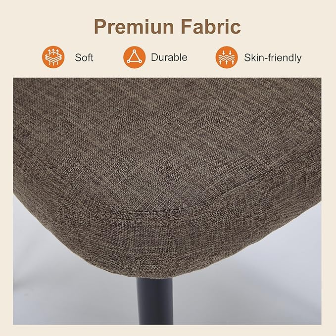 Modern Dining Chairs, Fabric Upholstered Accent Kitchen Chairs with Comfy Padded Seat & Sturdy Metal Legs, Side Farmhouse Chairs for Dining Room, Living Room, Restaurant (Brown, Set of 4)