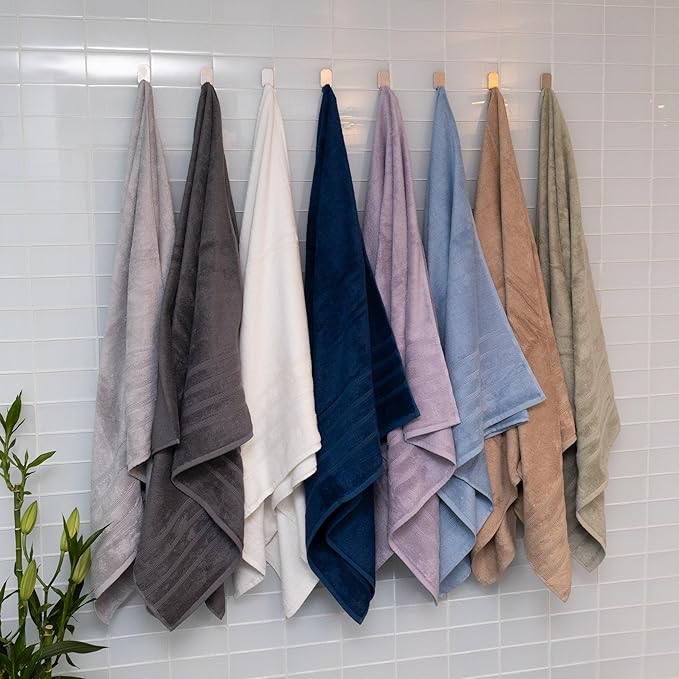 Mosobam Luxury Turkish 12pc XL Towel Set 35X70 16X30 13X13 White 700 GSM Bamboo Viscose & Aegean Turkish Combed Cotton