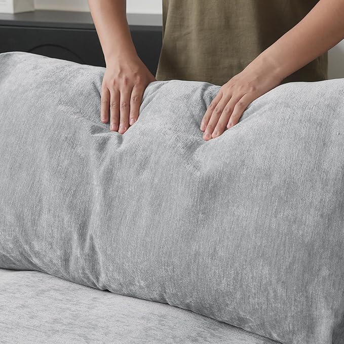 JACH 67" Love Seat Sectional Couches with Chaise Ottoman, Modern Convertible Modular Sofa, Cloud Sectional Couch, Sofa Covers Washable, Minimalist Couch for Living Room, Bedroom, Apartment, Light Grey