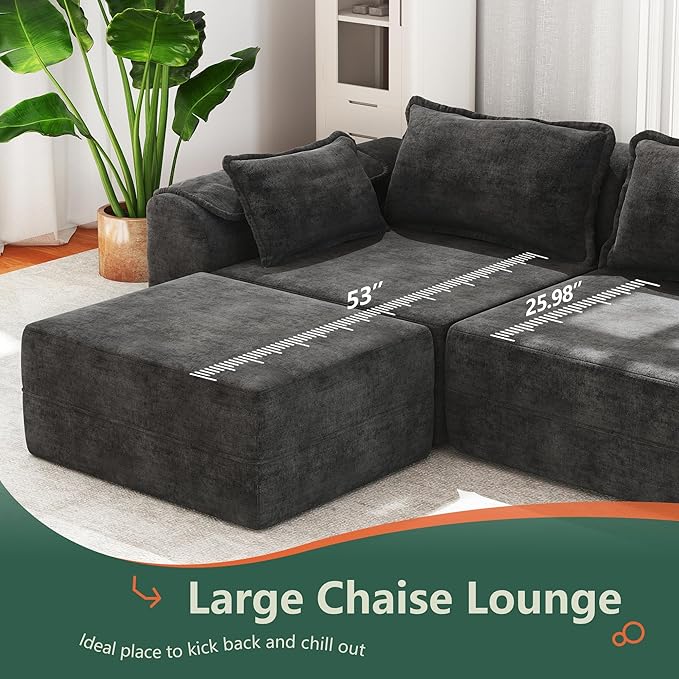 Hobestluk 87" Cloud Sectional Couch Loveseat with Deep Seat 2-Seater with Removable Cover Large Sofa Couch for Living Room (Dark Grey, Loveseat Sofa)
