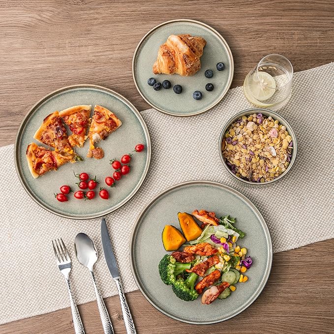 AmorArc Ceramic Dinnerware Sets, Handmade Reactive Glaze Stoneware Plates and Bowls Sets,Highly Chip and Crack Resistant | Dishwasher & Microwave Safe Dishes Set, Service for 4 (12pc)