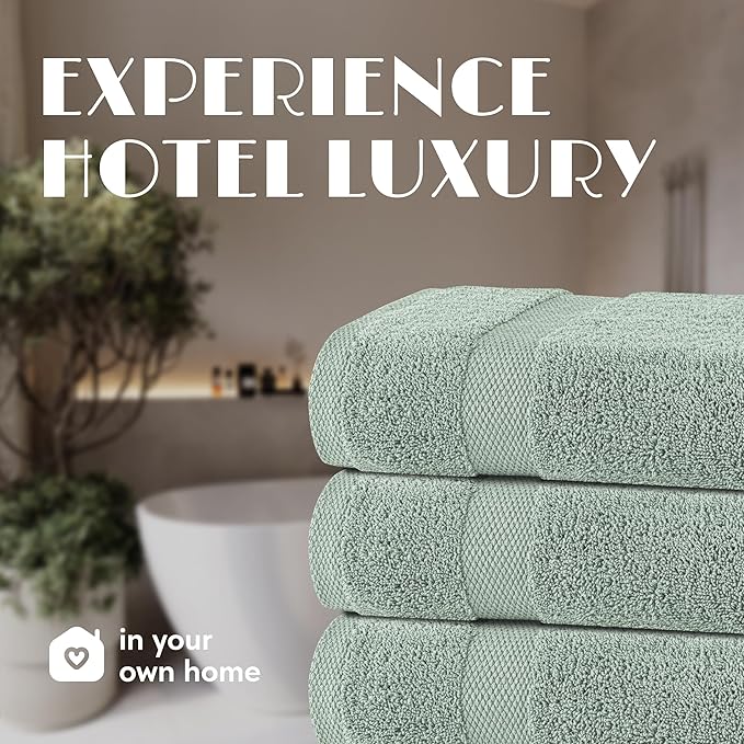 Wealuxe Green Bath Towels 24x50 Inch, Cotton Towel Set for Bathroom, Hotel, Gym, Spa, Soft Extra Absorbent Quick Dry 6 Pack