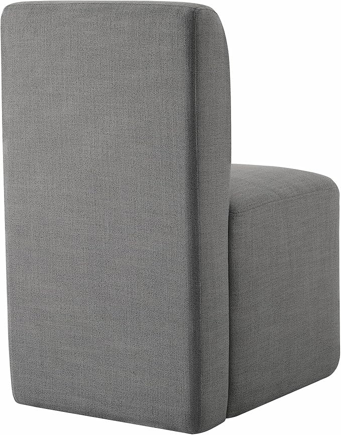 CHITA Dining Chairs with Casters Set of 2, FSC Certified Upholstered Armless Modern Rolling Dining Chairs with Rollers for Bedroom Reading Room Living Room, Grey