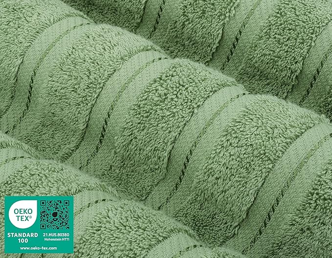 American Soft Linen Premium 3 Piece Towel Set, 1 Bath Towel 1 Hand Towel 1 Washcloth, 600 GSM 100% Cotton Turkish Towels for Bathroom, Sage Towel Set