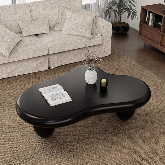 Cloud Coffee Table Modern Cute Coffee Tables Irregular Simple Tea/Center Table for Small Space End Table for Living Room, Home Office, Indoor (Black A Cloud 40" Wx27.6 Dx11.8 H)