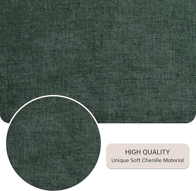VKNOW Upholstered Dining Chairs Set of 4, Modern Dining Room Chairs, Linen Kitchen Chair Dinner Chair with Black Metal Base for Kitchen Office, Green-Unstriped