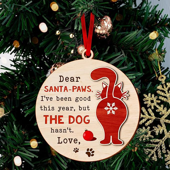 Cat Ornament - Christmas Tree Ornament for Cat Lovers, Adorable 2025 Kitty Ornaments, Funny and Unique cat Themed Decoration, Perfect for Adding Festive Feline Charm, Ideal