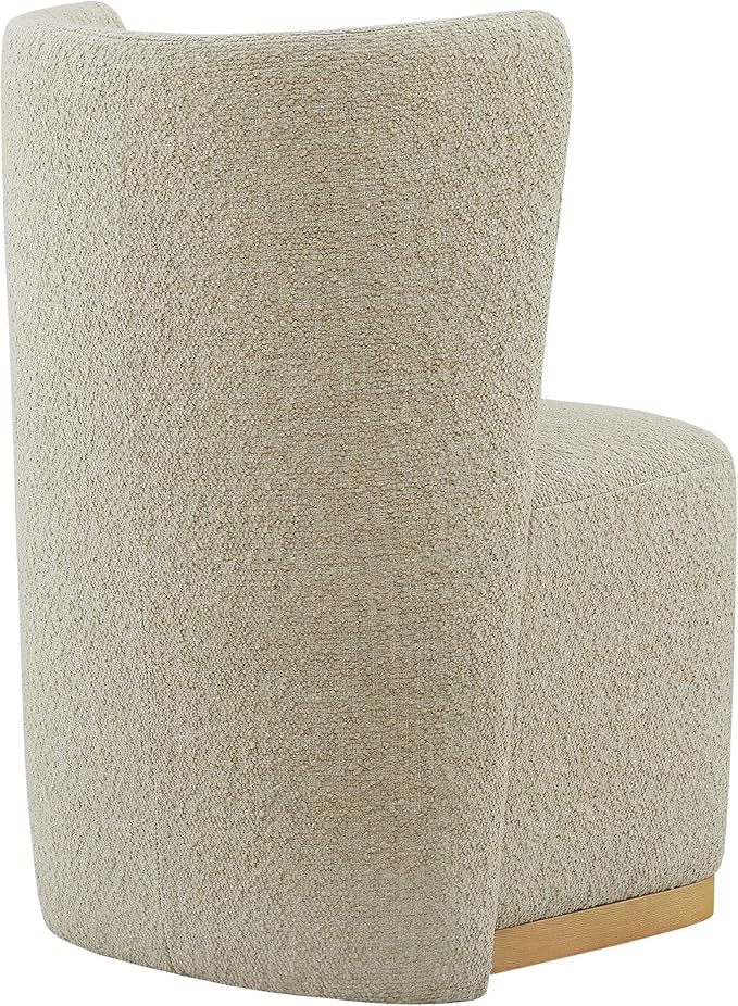 CHITA Upholstered Rolling Dining Chair on Casters Set of 4, FSC Certified Modern Curve Back Dining Chair with Casters, Boucle Dining Chairs for Reading Room Waiting Room Kitchen Dining Room, Oatmeal