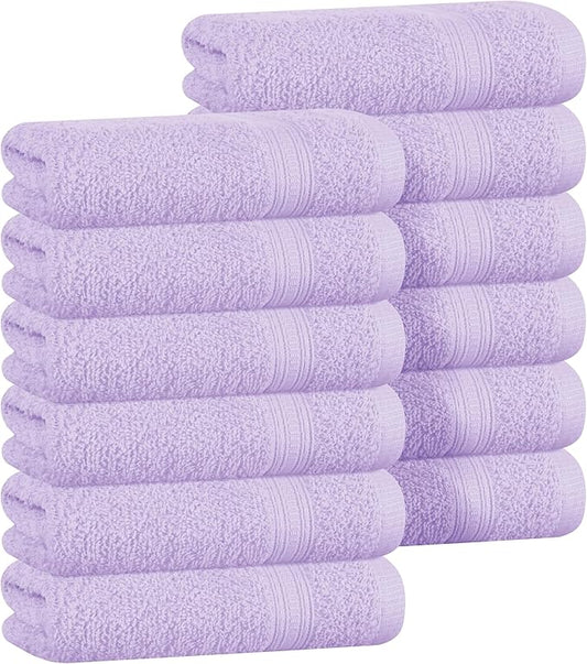 BOUTIQUO Ultra Soft Cotton Washcloths, Contains 12 Piece Face Cloths 12x12 inch, Ideal for Everyday use Face Towels, Compact & Lightweight Multi Purpose Washcloths - Purple