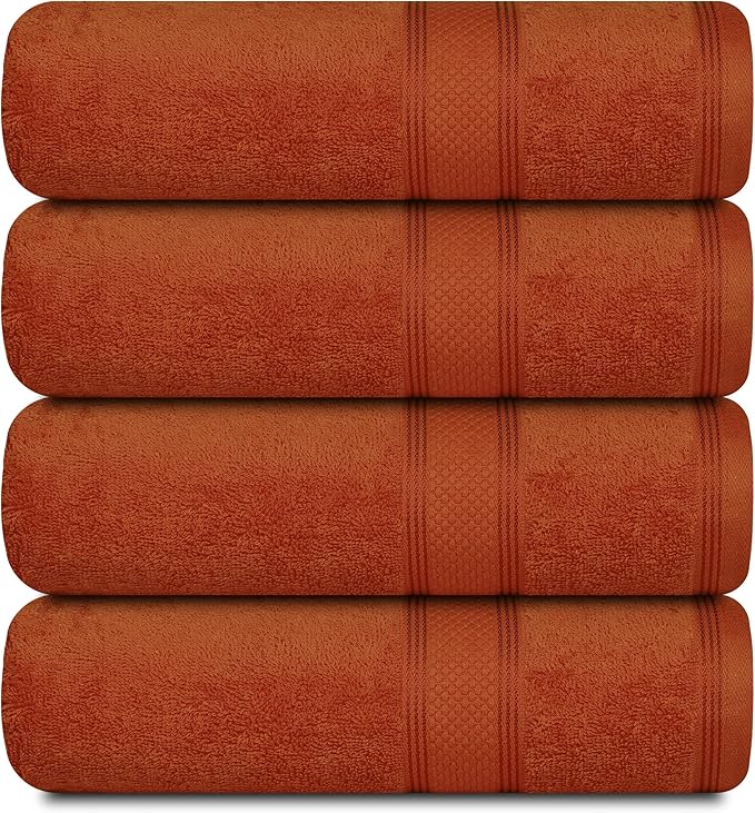 Casa Lino Face Towels & Body Wash Cloths for Showering - 100% Cotton Wash Cloths for Bathroom - Highly Absorbent & Quick Drying Washcloth Set - Cotton Washcloths 24 Pack (12" x 12") - (Coral Orange)