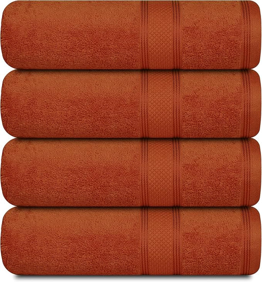Casa Lino Face Towels & Body Wash Cloths for Showering - 100% Cotton Wash Cloths for Bathroom - Highly Absorbent & Quick Drying Washcloth Set - Cotton Washcloths 24 Pack (12" x 12") - (Coral Orange)