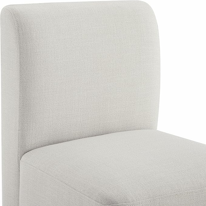 CHITA Dining Chairs with Casters Set of 2, FSC Certified Upholstered Armless Modern Rolling Dining Chairs with Rollers for Bedroom Reading Room Living Room, Linen