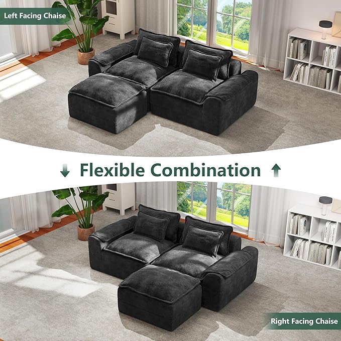 Hobestluk 87" Cloud Sectional Couch Loveseat with Deep Seat 2-Seater with Removable Cover Large Sofa Couch for Living Room (Dark Grey, Loveseat Sofa)