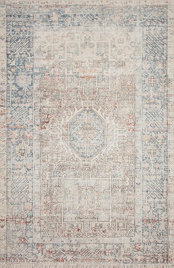 Loloi Chris Loves Julia Jules Collection JUL-07 Natural/Ocean 2'-0'' x 5'-0'', .13" Pile Height, Accent Rug