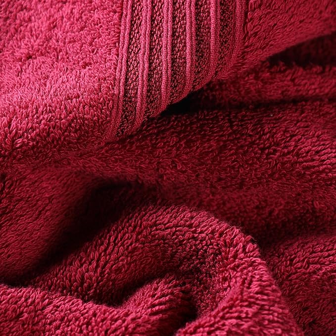 Superior Heritage Egyptian Cotton Face Towel Set, Small Towels for Kitchen, Home Bathroom, Guest Bath, Luxury Essentials, Plush, Absorbent Basics, Washcloths, Spa, Hotel, Resort, Set of 10, Burgundy