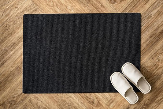 Non Slip Dark Gray Solid Rubber Back Thing Landing Mat for Staircase 3x3 for Entryway, Rug for Bathroom, Stain Resistant Easy Cleaning Non Shedding Carpet Dark Gray 3 x 3