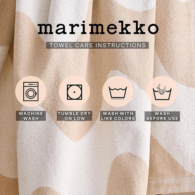 MARIMEKKO Lokki Terry Cotton Washcloth (Dark Blue) – Waves Patterned Washcloths – 12 in x 12 in