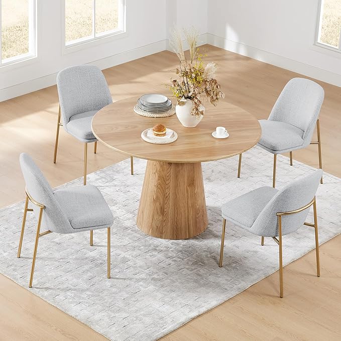 CHITA Modern Dining Chairs Set of 3, FSC Certified Metal Dining Chair for Dining Room, Light Gray