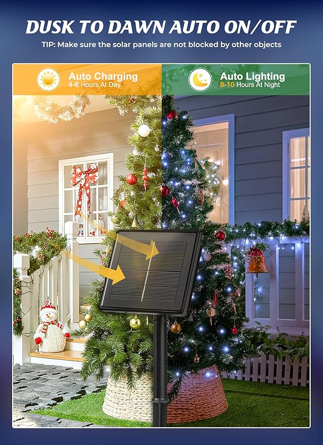 Brightown 2 Pack Solar Christmas String Lights Outdoor, Total 144Ft 400 LED Twinkle Fairy Lights Waterproof with 8 Modes Auto On/Off for Patio Tree Garden Party Home Wedding Decorations (Cool White)