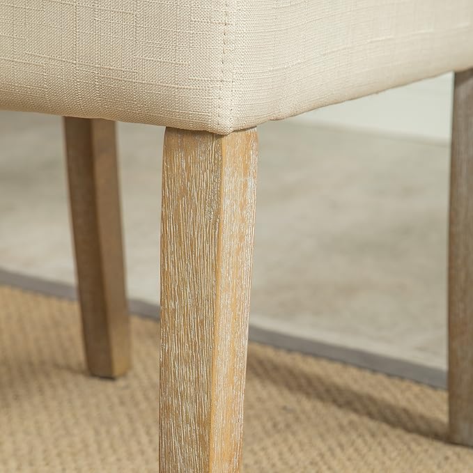 Roundhill Furniture Habit Solid Wood Tufted Parsons Dining Chair (Set of 2), Tan