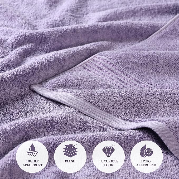 Superior Egyptian Cotton 8-Piece Hand Towel Set, Towel Basics For Quick Dry, Absorbent Small Towels, Facial, Spa, Kitchen, Bathroom Essentials, Apartment, Guest Bath, Soft, Washcloth, Royal Purple