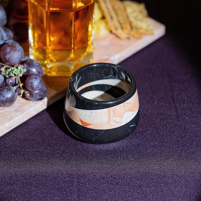 Engraved Marble Whiskey Cup, Unique Handmade Whiskey Glass, Marble Stone Whiskey Glasses for Scotch, Bourbon, Liquor and Cocktails, Suitable for Small Gathering & Home Decor