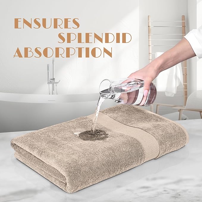 Wealuxe Taupe Bath Towels 24x50 Inch, Cotton Towel Set for Bathroom, Hotel, Gym, Spa, Soft Extra Absorbent Quick Dry 6 Pack