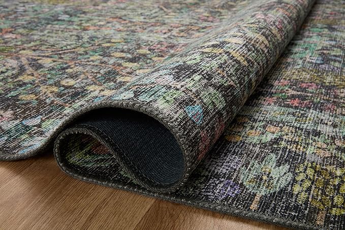 Loloi Rifle Paper Co. Maison Collection MAO-07 Charcoal 5'-0" x 5'-0" Round, .19" Pile Height, Accent Rug