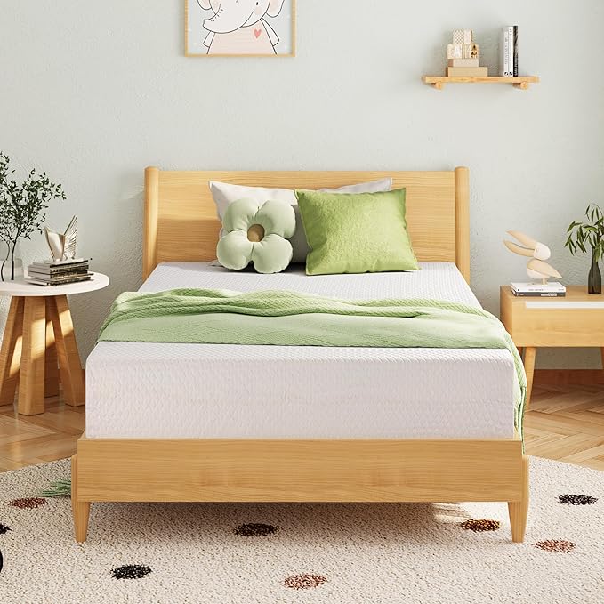 EGOHOME Twin XL Memory Foam Mattress, 10 Inch Bed Mattress in a Box with Cooling Green Tea Gel, Relieve Pressure with Medium Support, CertiPUR-US Certified, 80''L x 38''W, White