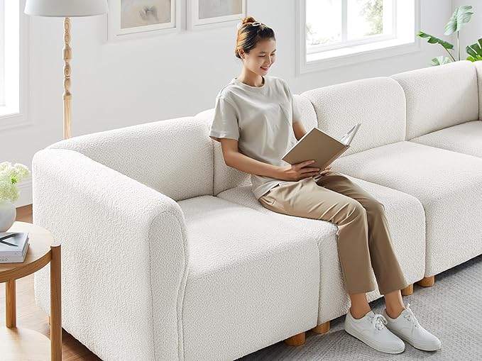 VANOMi Oversized Modular Sectional Sofa, U-Shaped Sectional Couches for Living Room, 6 Seats Modular Sofa with Reversible Chaises, Cream White